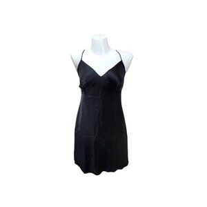 Vintage Silk Victoria's Secret L Black Chemise Slip Dress Nightgown